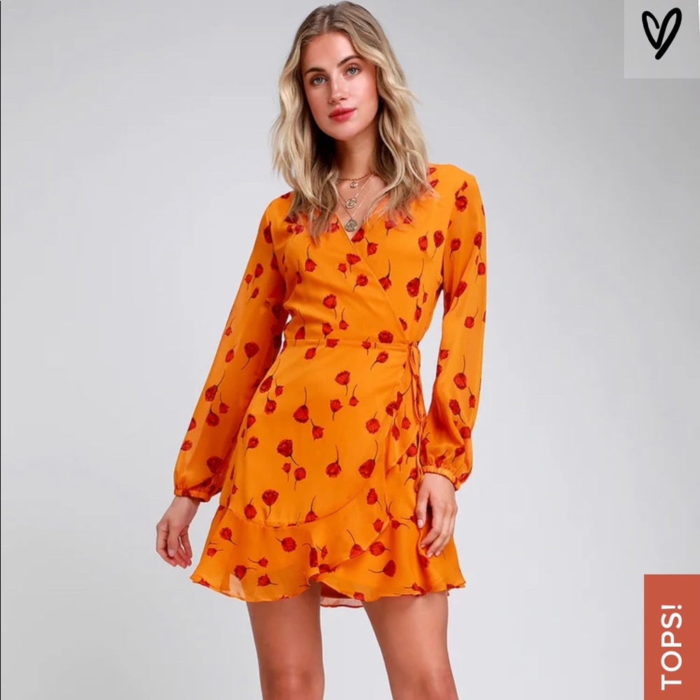 Lulu’s | Orange Floral Wrap Dress